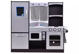 Daugiafunkcinė moderni medinė virtuvėlė Sidabrinis Kitchen