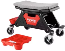 Mechaniko riedėjimo sėdynė su įrankių padėklais, tvirta garažo kėdė, riedanti sėdynė garažui, mechaniko kėdė su ratukais, riedanti įrankių sėdynė
