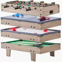 Oro ritulio stalas, 4 viename, kombinuotas žaidimų stalas, stalo futbolas, stalo tenisas, biliardas, kelių žaidimų stalas
