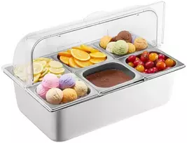 Šešių skyrių maisto serviravimo indas, nerūdijančio plieno bufetas, 1.6 l talpos, šaltas ir karštas maistas, prieskonių dozatorius restoranui, užkandžių padėklas, padažų indelis