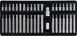 Atsuktuvų antgalių rinkinys, šešiabriauniai, torx, spline, 40 dalių, mechaniniai įrankiai