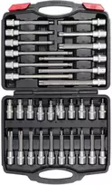 Torx raktų rinkinys 32 vnt., skirtas automobiliams ir technikai, Torx veržliarakčių rinkinys, Torx antgalių rinkinys, Torx galvučių rinkinys