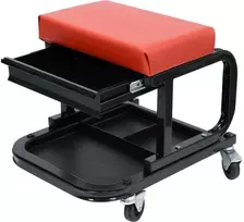 Dirbtuvių sėdynė su stalčiumi, plieninė konstrukcija, 150 kg talpos, mechaniko sėdynė, riedantis taburetė, garažo sėdynė