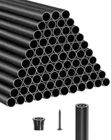 Aliuminio laiptų baliustrai, 660 mm ilgio strypai su varžtais ir turėklų dangteliais, 101 vnt. pakuotė, juodos metalinės laiptų turėklų dalys, lauko verandos turėklai