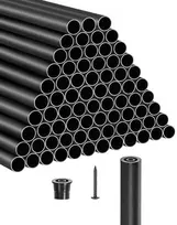 Aliuminio laiptų balustrai, 101 vnt. pakuotė, 813 mm ilgio, su varžtais ir turėklų dangteliais, juodos metalinės laiptų turėklų dalys