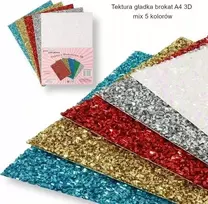 Teka A4 formato lygaus kartono 3D blizgučiai 5 spalvos