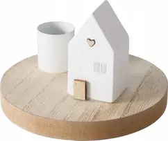 Žvakidė Boltze su nameliu ant pagrindo DOMICIL, aukštis 6,5 cm