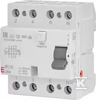 Srovės nuotėkio rėlė ETI EFI6-P4 A 6kA, 4P, 25 A, 415 V,30mA
