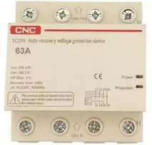 CNC Įtampos apsaugos relė, 3P+N, 63A, 230V, su atsistatymo funkcija