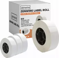 „Zenwire“ lipnios terminės etiketės, 3 vnt. pakuotėje, 230 vnt. ritinėlių, 15 x 30 mm, skirtos TP-110 mini spausdintuvui