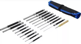 Bgs Technic Išmušėjų rinkinys – ekstra ilgi, grūdinti – 100/150/200 mm, 1,5–9,5 mm, su centruokliu – 18 vnt (1695)
