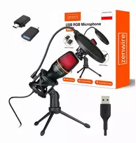 PROOVE mikrofono studijos kondensatorinis mikrofonas kompiuteriniams žaidimams RGB USB-C USB 3.0 Zenwire ME4