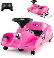 Promotions Elektrinis lenktyninis kartingas, 12V lenktyninė mašina su nuimamu mopso vežimėliu, rožinė, 12V