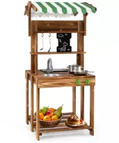 Promotions Lauko žaidimų virtuvė, dvipusė purvo virtuvė, kepsninės žaidimų rinkinys, 63x56x115 cm, ruda