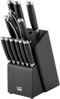 BergHOFF 13 dalių peilių blokas - Graphite serija su kepsnių peiliais, galąstuvu ir visais būtinais peiliais