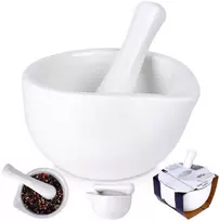 Eh Excellent Houseware Porceliano prieskonių grūstuvė balta - stovėti ir praktiška