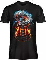 BLT Marškinėliai Burning Guitar Dragon, Dydis: XL