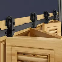 Dvigubai sulankstomų stumdomų durų komplektas, sunkiasvorė bėgelių sistema, taupantis vietą, 4 durims, bi-folding spintos durų furnitūra, stumdomų durų bėgelių komplektas