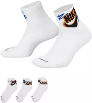 Nike Kojinės Unisex U Nk Ed Pls Ankle 3P Sport 144 Baltas HJ9378 901