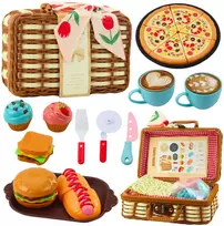 Lean Toys Pikniko rinkinys su pintu krepšiu ir maisto priedais, 33 dalys