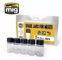 AMMO by MIG Jimenez AMMO MIG dažų maišymo buteliukai 5×35 ml, sandarūs, rinkinys 8033