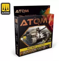 AMMO by MIG Jimenez AMMO MIG ATOM akrilinių dažų rinkinys Rust & Tracks – 12 spalvų 20703