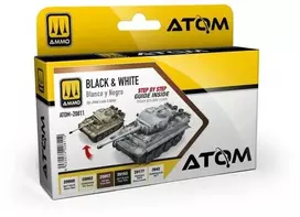 AMMO by MIG Jimenez AMMO MIG ATOM akrilinių dažų rinkinys Juodas & Baltas technikai, 20811
