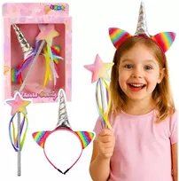 Lean Toys Vaikų aksesuarų rinkinys „Princesės Vienaragis“ su lankeliu ir lazdele