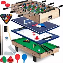 Daugiafunkcinis žaidimų stalas, 4-in-1, medinis, stalo futbolas, stalo tenisas, šaškės, biliardas, namų pramogoms