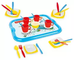Arbatos rinkinys 4-iems su padėklu Dolu Fisher Price, 1821