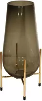 Besk Vaza stiklinė ant stovo 11x35cm Dūminė pilka