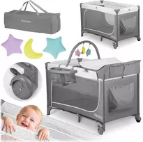 Ricokids Kelioninė lovelė su čiužiniu ir krepšiu 123,5 x 65 x 76 cm RK-241 pilkos spalvos