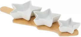 Secret De Gourmet Porceliano užkandžių serviravimo komplektas su padėklu - 4 dalių - Dipsai ir užkandžiai