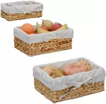Relaxdays Duonos krepšelio rinkinys, 9x23x15.5 cm, 10.5x27.5x19 cm, 12x30.5x23 cm, natūrali, kreminė
