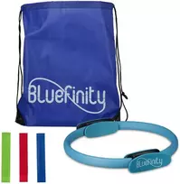 Bluefinity Pilates žiedas su juostomis, 39x37x5.5 cm, mėlynas