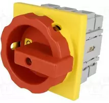Siemens Kumštelinis jungiklis 0-1 3P 100A įmontuotas geltonas/raudonas IP65 (3LD2704-0TK53)