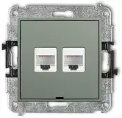 Karlik Elektrotechnik 61MGKBO-2 MINI Dvigubas kompiuterio lizdo mechanizmas 2xRJ45, kat. 5e, 8 kontaktų, be aprašymo lauko sage 61MGKBO-2