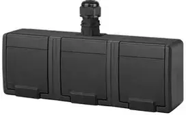 Elektro Plast Nasielsk 5043-67 AQUANT 2K trigubas ant paviršiaus montuojamas lizdas su įžeminimu 3x2P+Z IP65 antracitas 5043-67