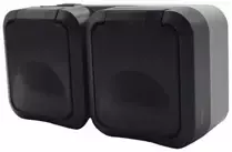 Duwi 60327 Aqua Pro IP55 ant paviršiaus montuojamas dvigubas įžemintas lizdas, grafito pilka, dūmų sklendė / 60327