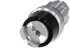 „Siemens“ 2 padėčių jungiklis, pavara O-I, 2x raktai, RONIS SB30, negrįžtamasis, blizgaus metalo, IP69k SA3SU1050-4BF11-0AA0