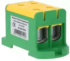 Elektro Plast 48.297 Paskirstymo blokas-šakos 2x1 polių AL/CU 16-95mm2 geltonai žalias plokščias montavimas ir TH bėgelis WLZ35/2x95/su 48.297