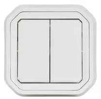 Legrand 069855L NAUJAS PLEXO 55 Dvigubas jungiklis/dvigubas mygtukas įleidžiamas į žemę komplektas 10 AX - 250 V AC baltas 069855L