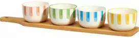 Excellent Houseware Bamboo FIKA užkandžių dubenėlių rinkinys, 4 x 125 ml, bambukinis padėklas su rankena