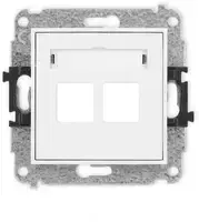 Karlik Elektrotechnik 25IGM-2P ICON Dvigubas multimedijos lizdo mechanizmas be modulio (standartinis „Keystone“) matinės baltos spalvos 25IGM-2P