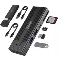 HUB USB-C 7in1 SSD M.2 NVME PCIE SATA SD adapteris M2 Zenwire HUB63