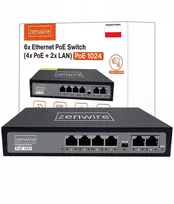 Šakotuvas Zenwire Maitinimo šaltinio skirstytuvas POE LAN 8 prievadai 6 Ethernet RJ45 100Mbps kamera