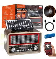 Nešiojama retro FM radijo antena su saulės energija varoma „Bluetooth“ ir baterijomis, USB-C antena virtuvei