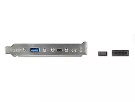„Delock USB 10Gbps lizdo plokštė su 1 USB Type-C™ ir 1 USB Type-A jungtimi“