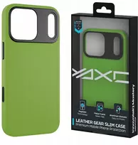 Yaxo telefono dėklas, odinis, plonas „MagSafe“ dėklas iPhone 17 Pro Max, tropikų žalias