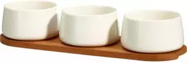 Secret De Gourmet Bamboo Porcelianinių mirkymo indelių rinkinys APERIO, 3 x 200 ml, bambukinis padėklas